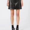 Alligator-look patent leather mini skirt, black