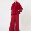 Alpaca and wool teddy fabric cape, red Alpaca and wool teddy fabric cape, red