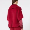 Alpaca and wool teddy fabric cape, red Alpaca and wool teddy fabric cape, red