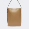 Archetipo medium leather bucket bag, mud