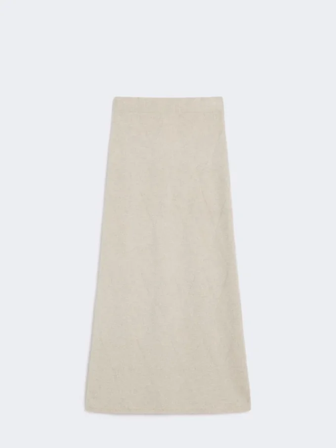 Argyle cashmere yarn skirt, beige