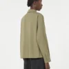 Asymmetrical washed cotton shirt, kaki