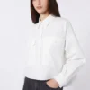Asymmetrical washed cotton shirt, white