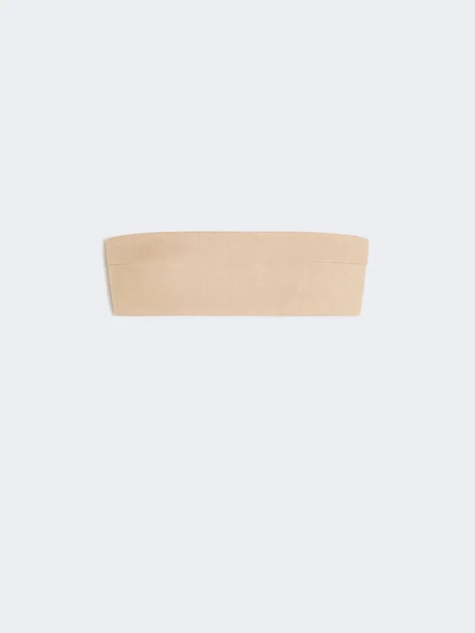 Bandeau bra in stretch viscose, camel