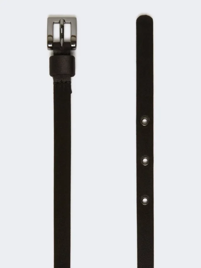 Bejewelled satin belt, black