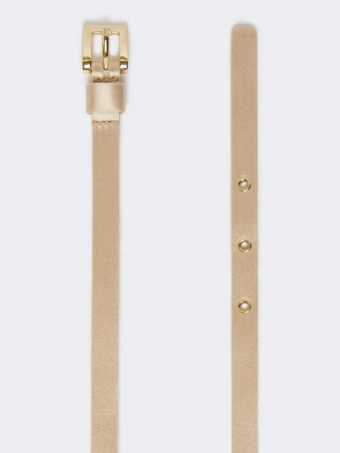 Bejewelled satin belt, powder