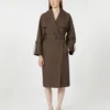 Belted water-repellent twill trench coat, chocolate Belted water-repellent twill trench coat, chocolate