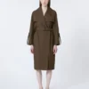 Belted water-repellent twill trench coat, chocolate Belted water-repellent twill trench coat, chocolate