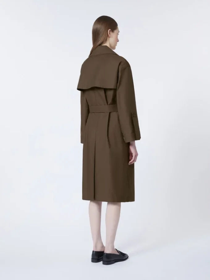 Belted water-repellent twill trench coat, chocolate Belted water-repellent twill trench coat, chocolate