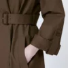 Belted water-repellent twill trench coat, chocolate Belted water-repellent twill trench coat, chocolate