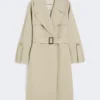 Belted water-repellent twill trench coat, sand Belted water-repellent twill trench coat, sand