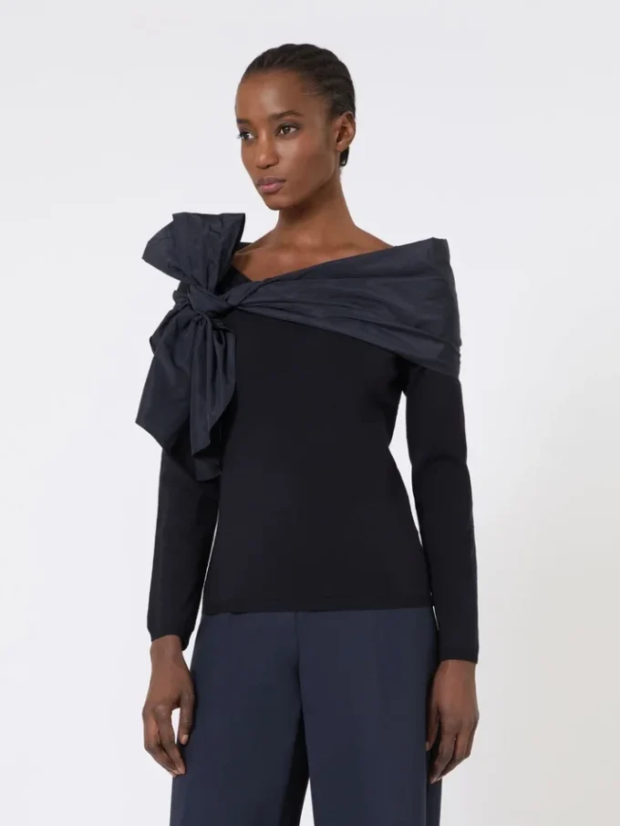 Bow-detail wool sweater, ultramarine Bow-detail wool sweater, ultramarine