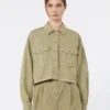 Boxy cotton panama shirt, olive green Boxy cotton panama shirt, olive green