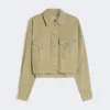 Boxy cotton panama shirt, olive green Boxy cotton panama shirt, olive green