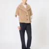 Boxy-fit alpaca and cashmere teddy fabric cape, beige