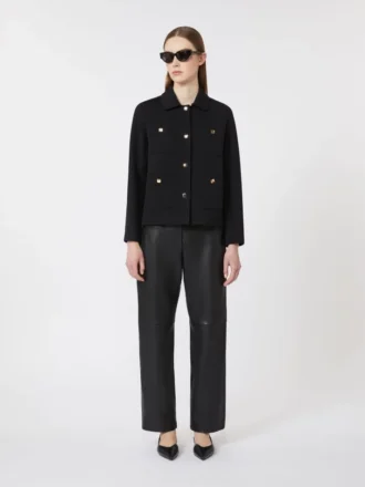 Boxy-fit scuba jersey jacket, black