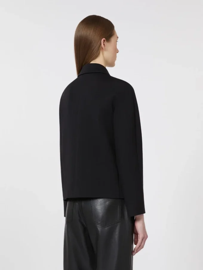 Boxy-fit scuba jersey jacket, black