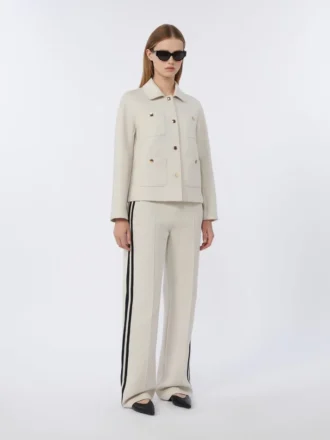 Boxy-fit scuba jersey jacket, ecru