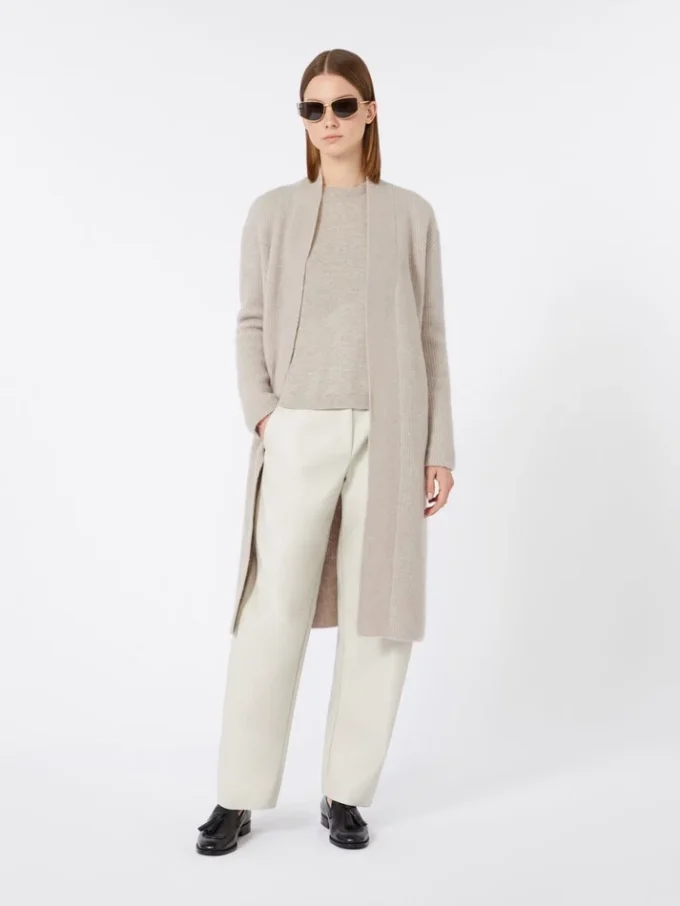 Boxy-fit wool and cashmere sweater, beige