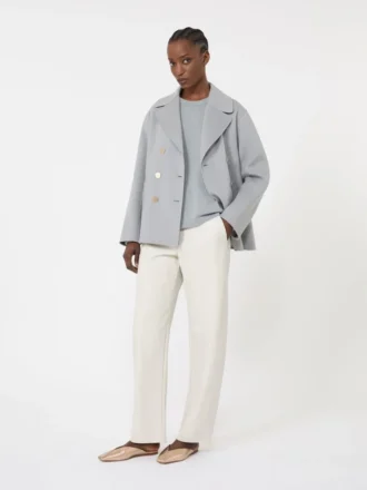 Boxy-fit wool and cashmere sweater, light blue