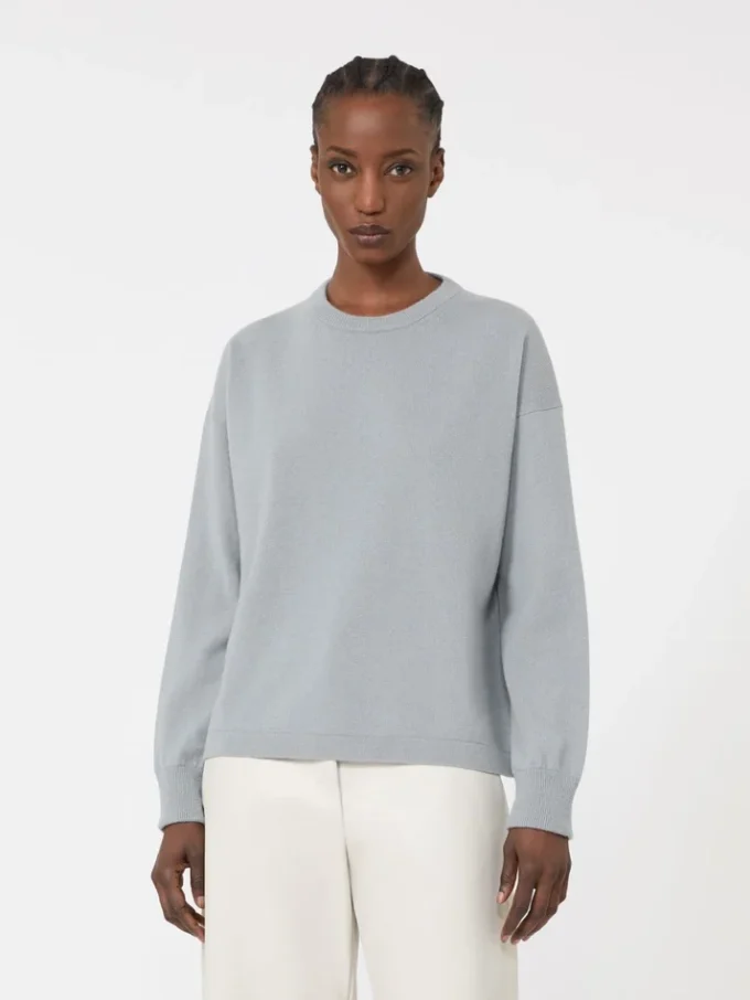 Boxy-fit wool and cashmere sweater, light blue