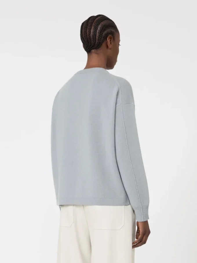 Boxy-fit wool and cashmere sweater, light blue