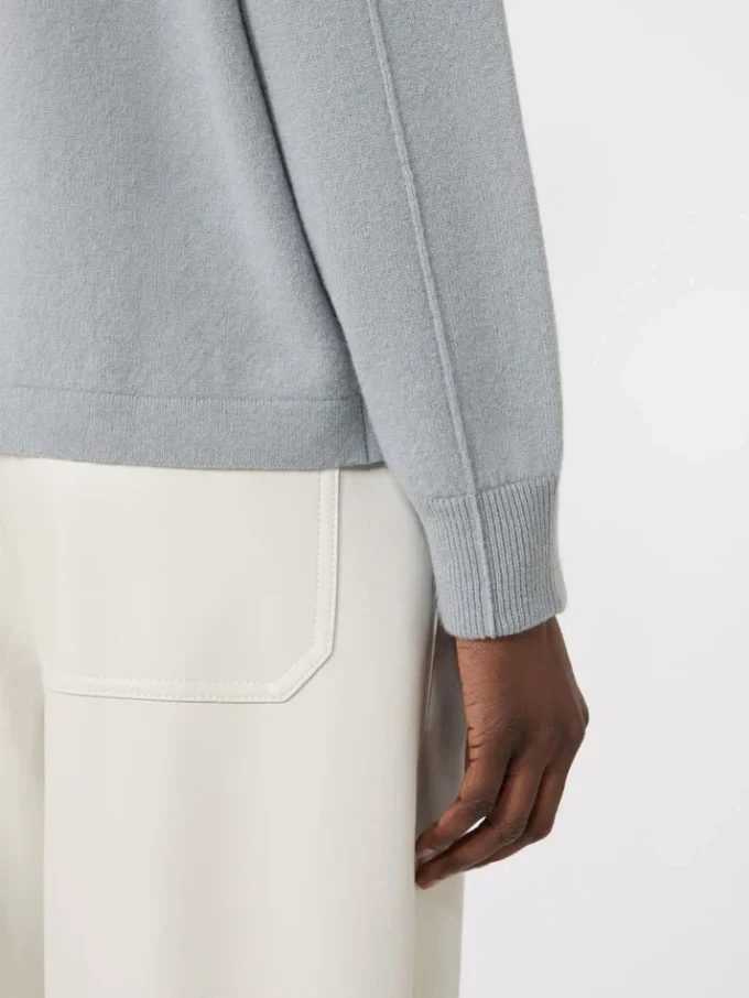 Boxy-fit wool and cashmere sweater, light blue