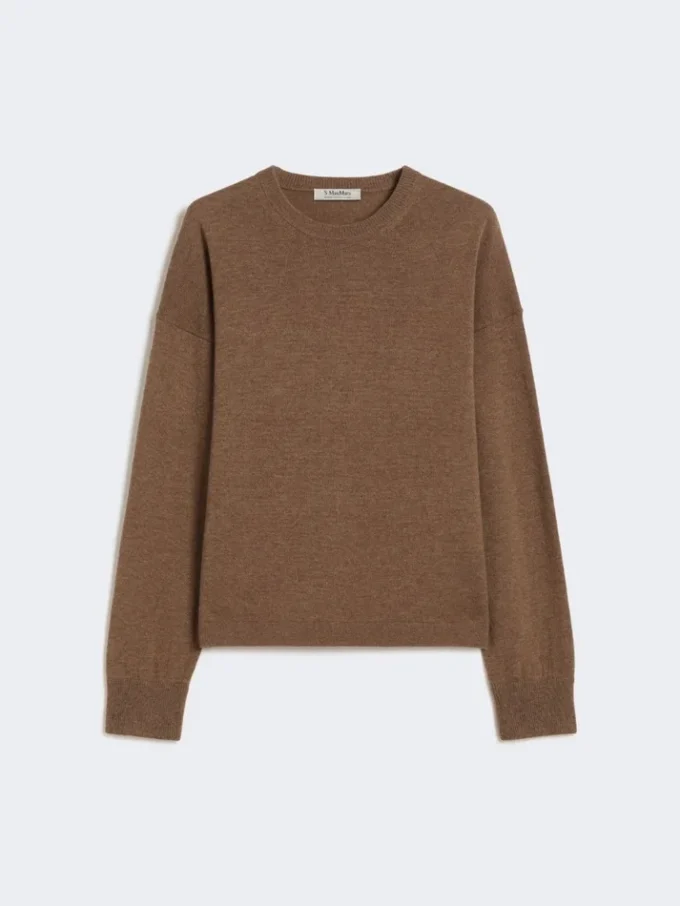 Boxy-fit wool and cashmere sweater, mud