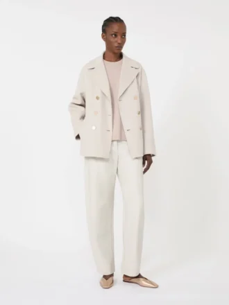 Boxy-fit wool and cashmere sweater, powder