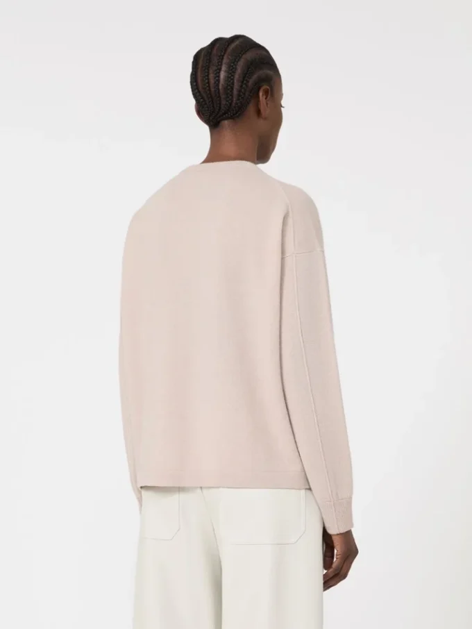 Boxy-fit wool and cashmere sweater, powder