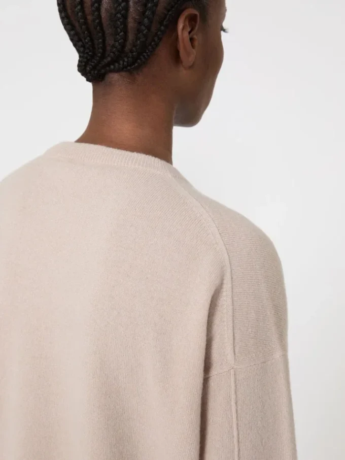 Boxy-fit wool and cashmere sweater, powder