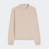 Boxy-fit wool and cashmere sweater, powder
