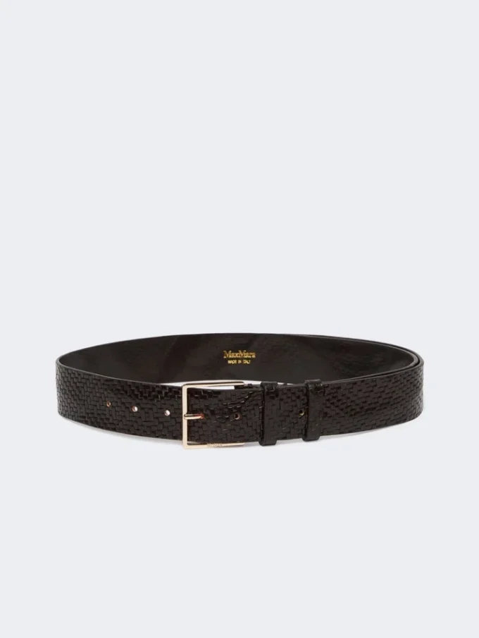 Braided leather belt, black