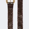 Braided leather belt, dark brown Braided leather belt, dark brown