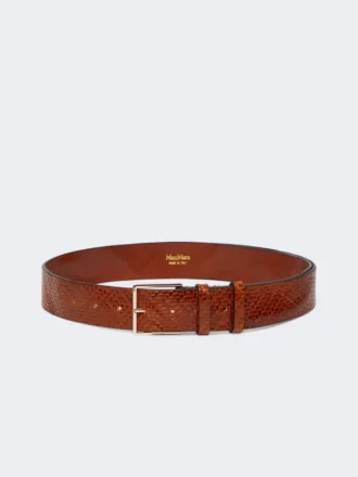 Braided leather belt, tobacco