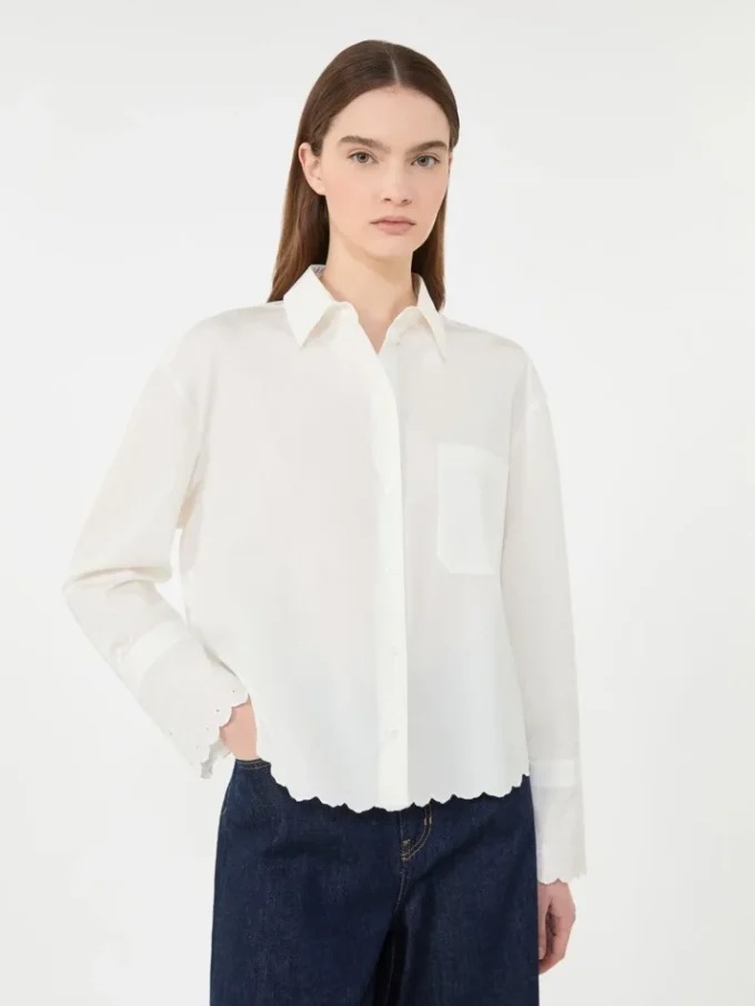 Breast-pocket cotton shirt, ivory Breast-pocket cotton shirt, ivory
