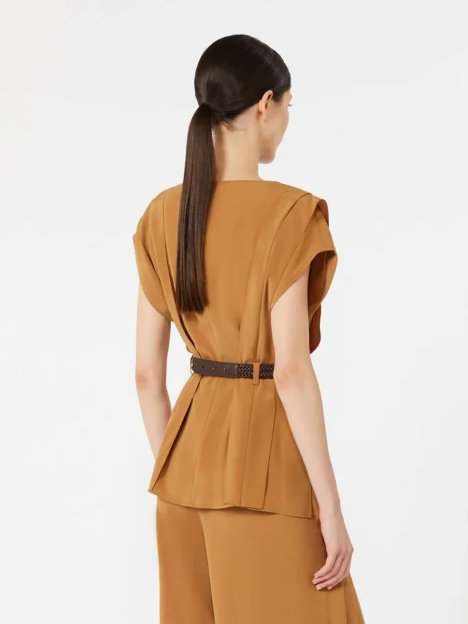 Cady blouse with flounce, caramel Cady blouse with flounce, caramel