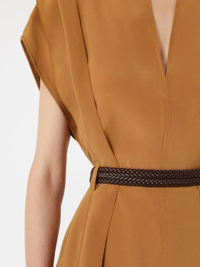 Cady blouse with flounce, caramel Cady blouse with flounce, caramel