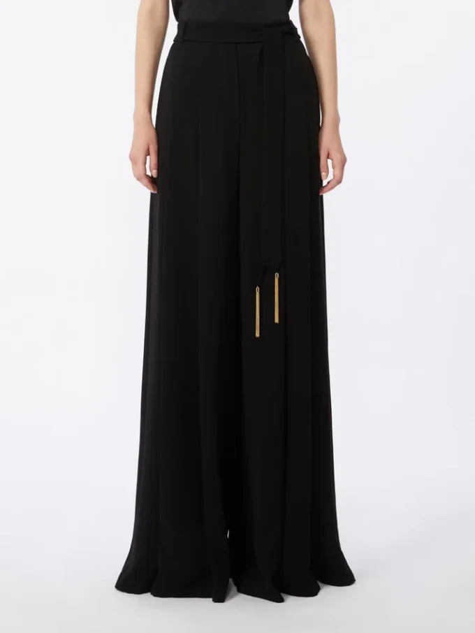 Cady palazzo trousers, black