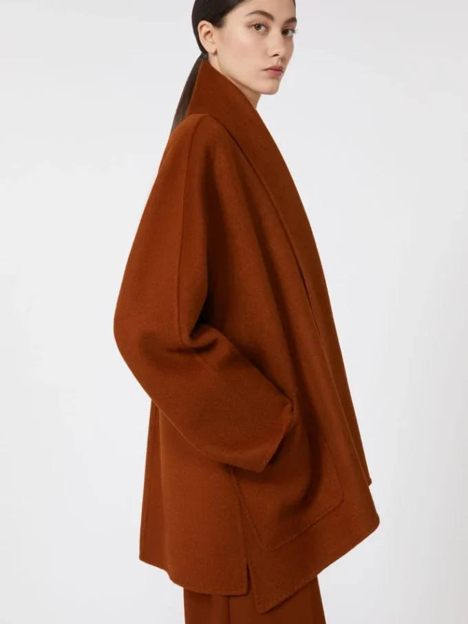 Camel robe-style jacket, terra cotta