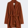 Camel robe-style jacket, terra cotta
