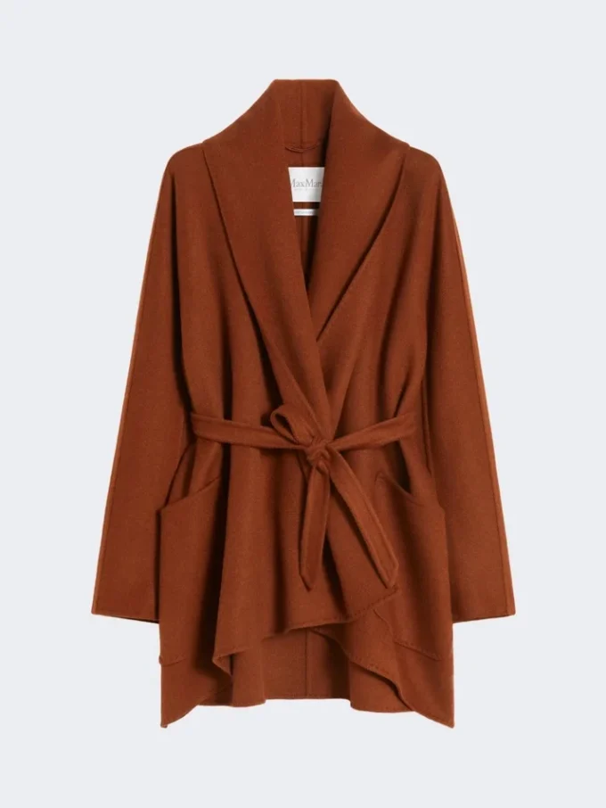 Camel robe-style jacket, terra cotta