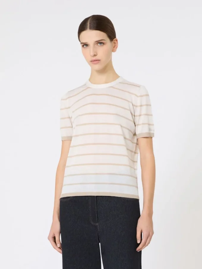 Cashmere and silk yarn sweater, beige Cashmere and silk yarn sweater, beige