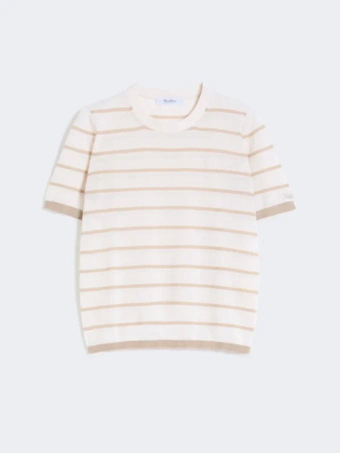 Cashmere and silk yarn sweater, beige Cashmere and silk yarn sweater, beige