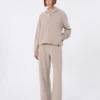 Cashmere and wool fleece trousers, beige Cashmere and wool fleece trousers, beige