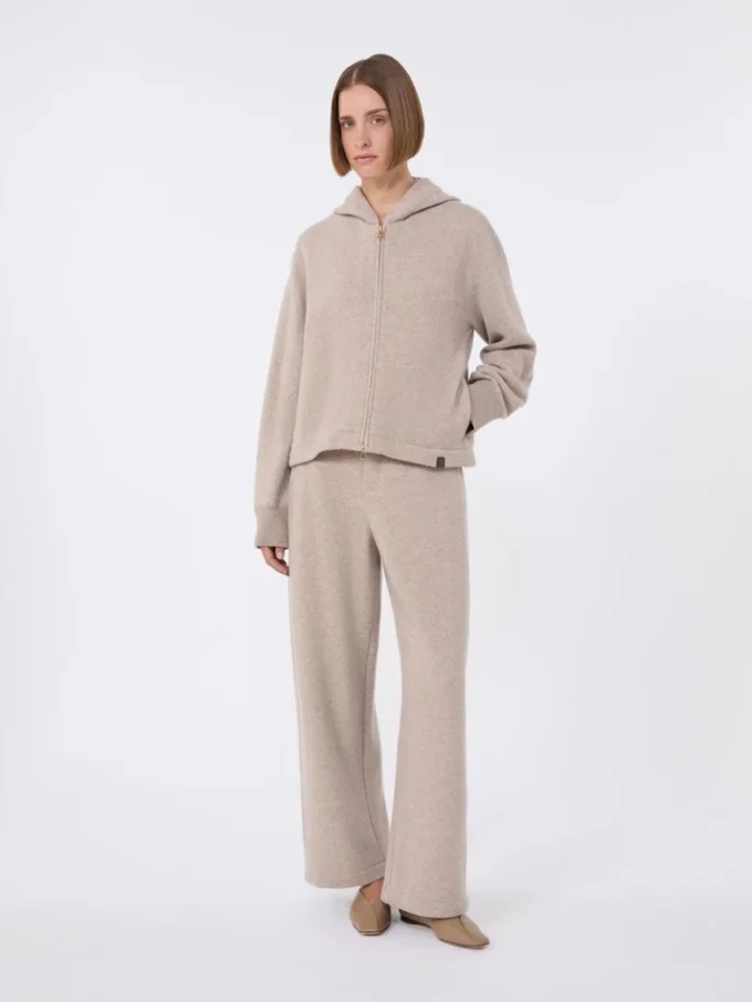 Cashmere and wool fleece trousers, beige Cashmere and wool fleece trousers, beige