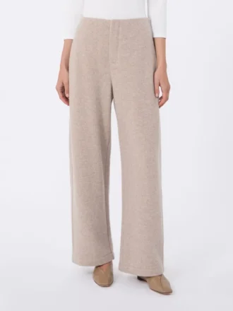 Cashmere and wool fleece trousers, beige