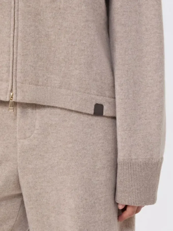 Cashmere and wool jersey sweatshirt, beige