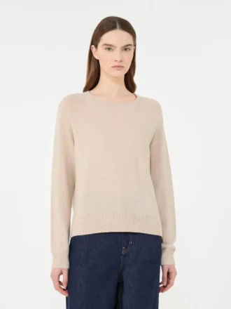 Cashmere crew-neck sweater, sand