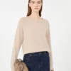 Cashmere crew-neck sweater, sand
